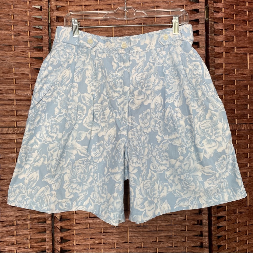 Jones New York Floral Bermuda Shorts 100%Cotton, Grandmacore Cottagecore Size 14